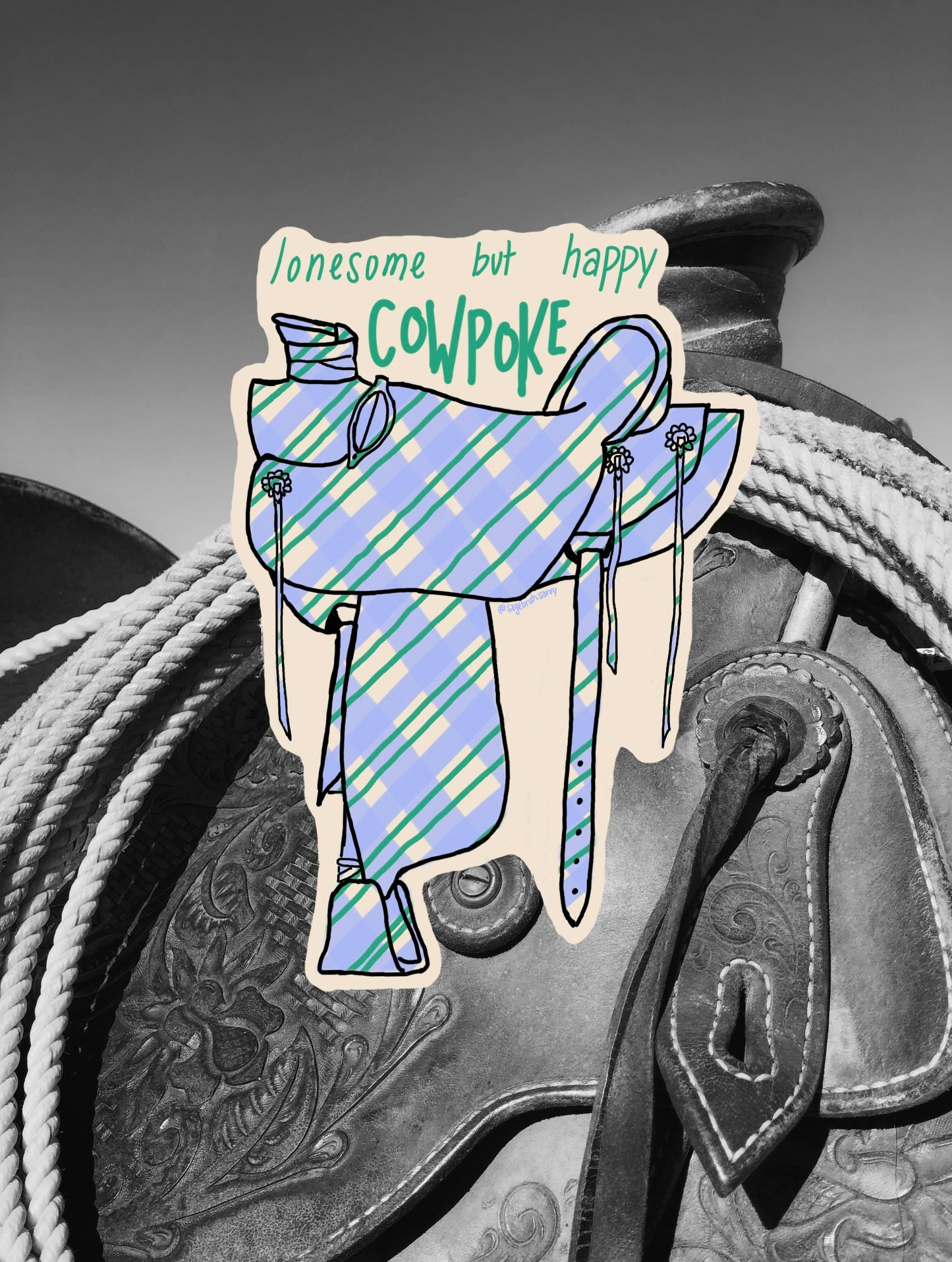 Plaid Saddle sticker
