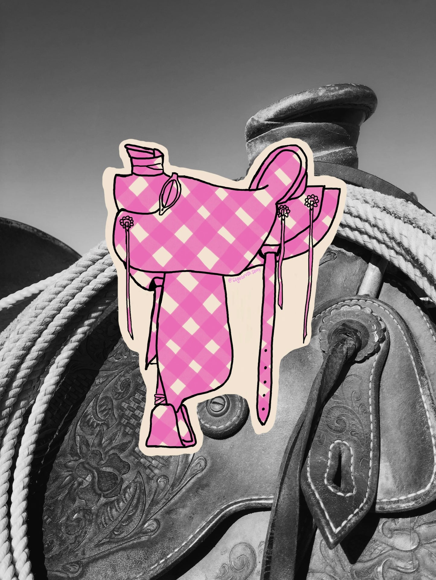 Plaid Saddle sticker